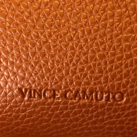 VINCE CAMUTO Tumbled Brown Black Stripe Vegan Leather File Briefcase Tote Bag - Picture 4 of 15